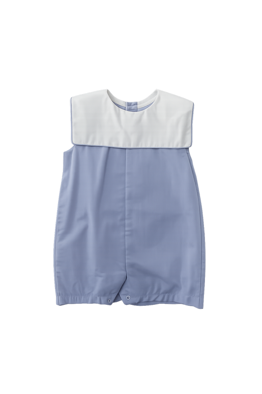 Blue With White Bib Romper