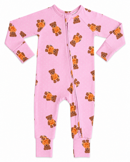 Polka Dot Little Boo Bear Zipper Romper