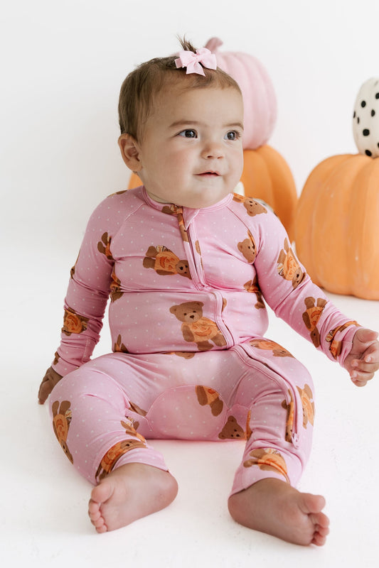 Polka Dot Little Boo Bear Zipper Romper
