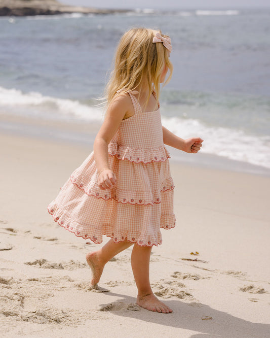 Ruffled Swing Dress in Petal Gingham