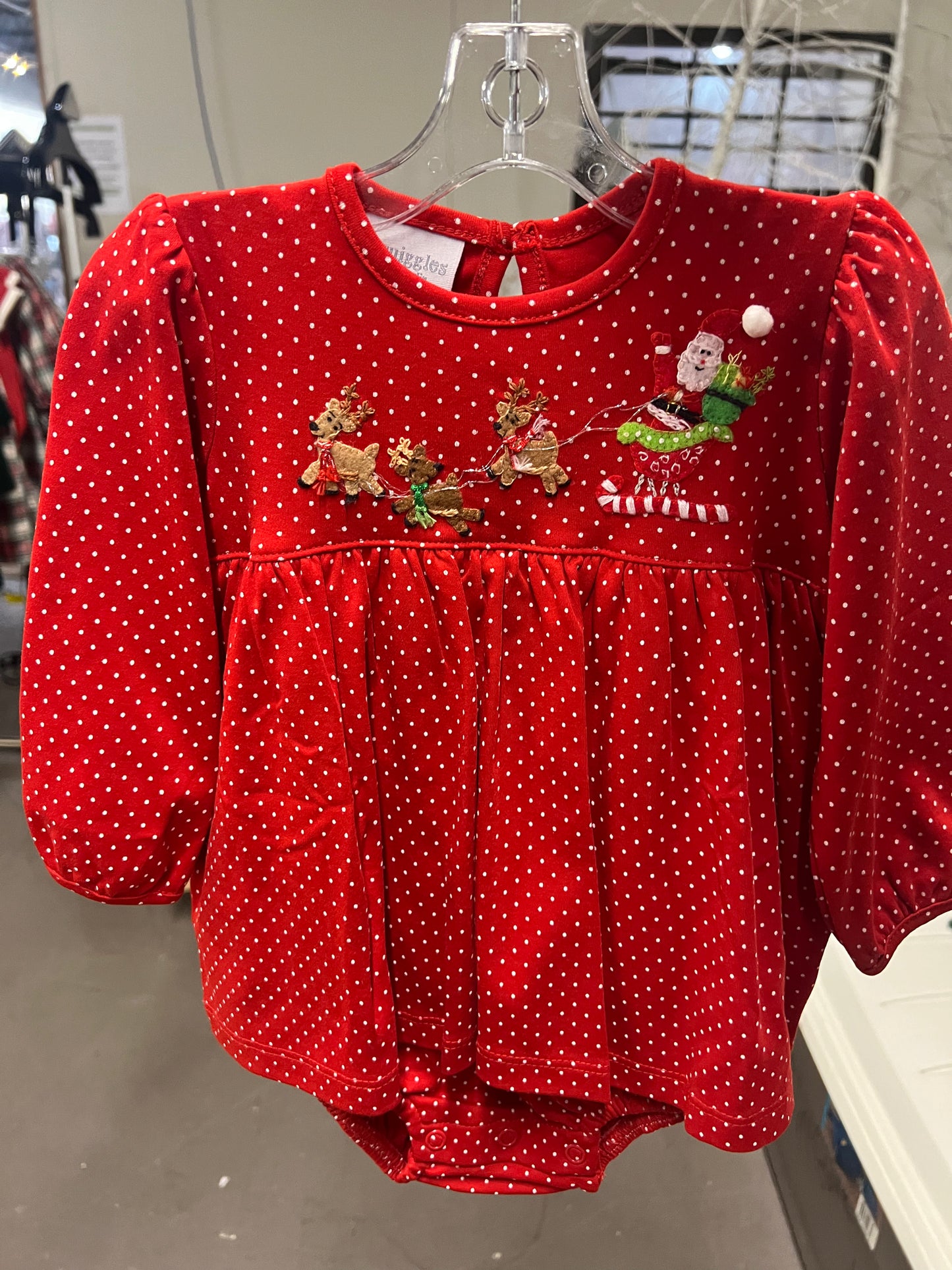 Reindeer Pulling Sleigh Onesie Dress