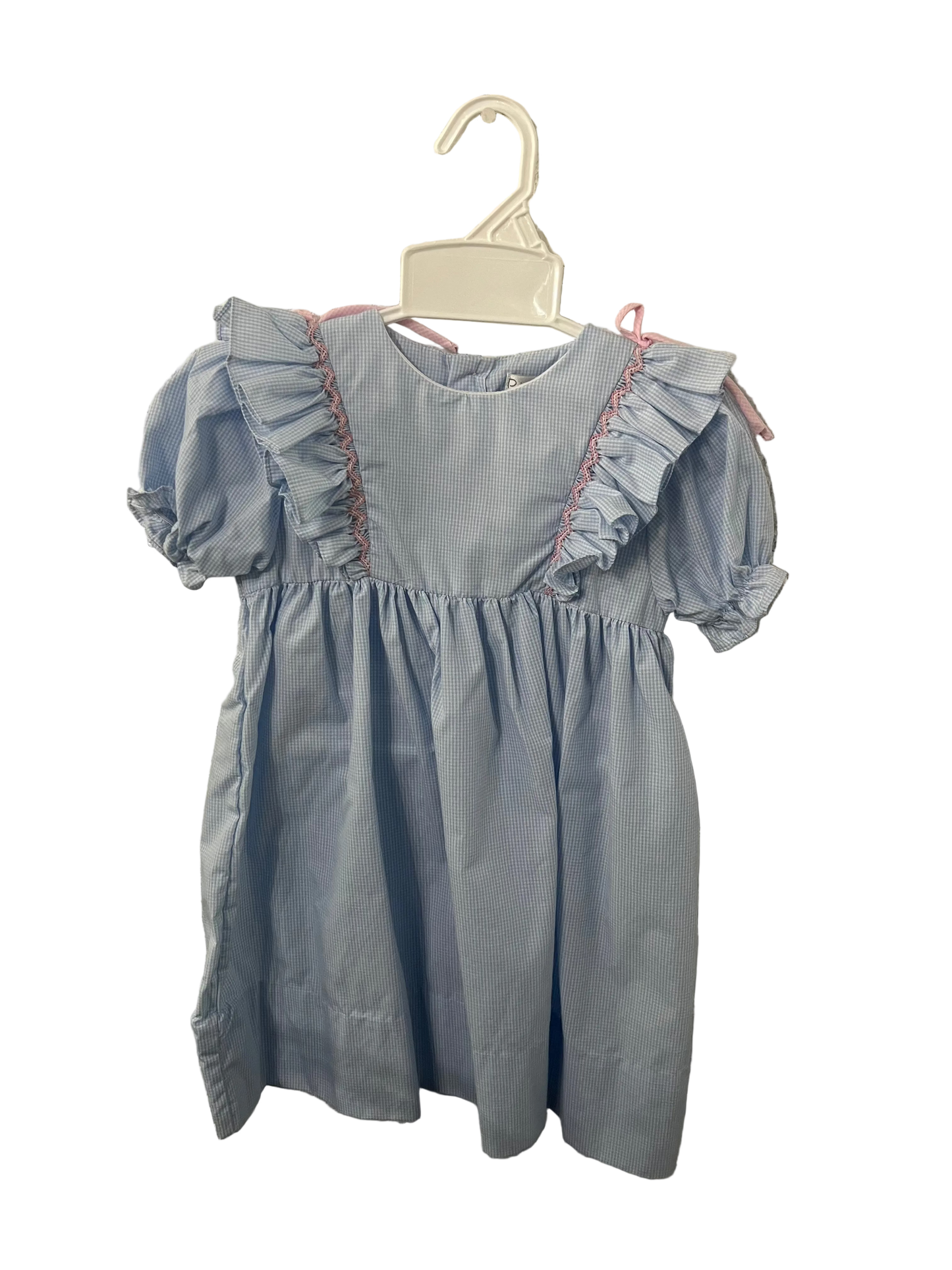 Blue Dress With Pink Bows