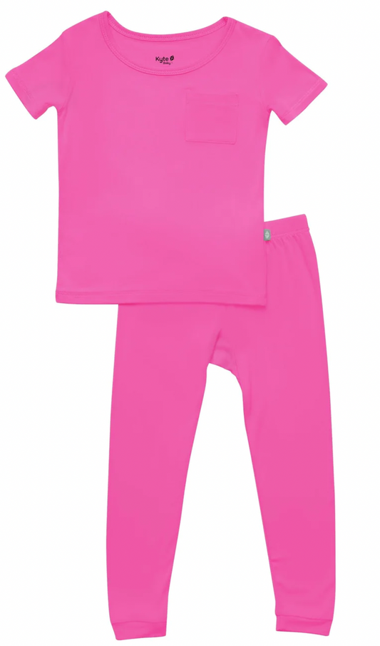 Kyte Short Sleeve Pajamas in Raspberry