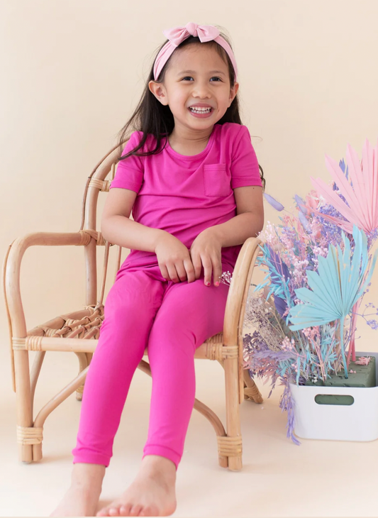 Kyte Short Sleeve Pajamas in Raspberry