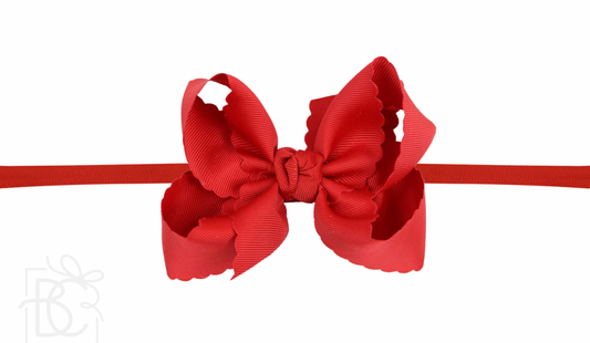 Pantyhose Headband With Scalloped Edge Bow - LARGE