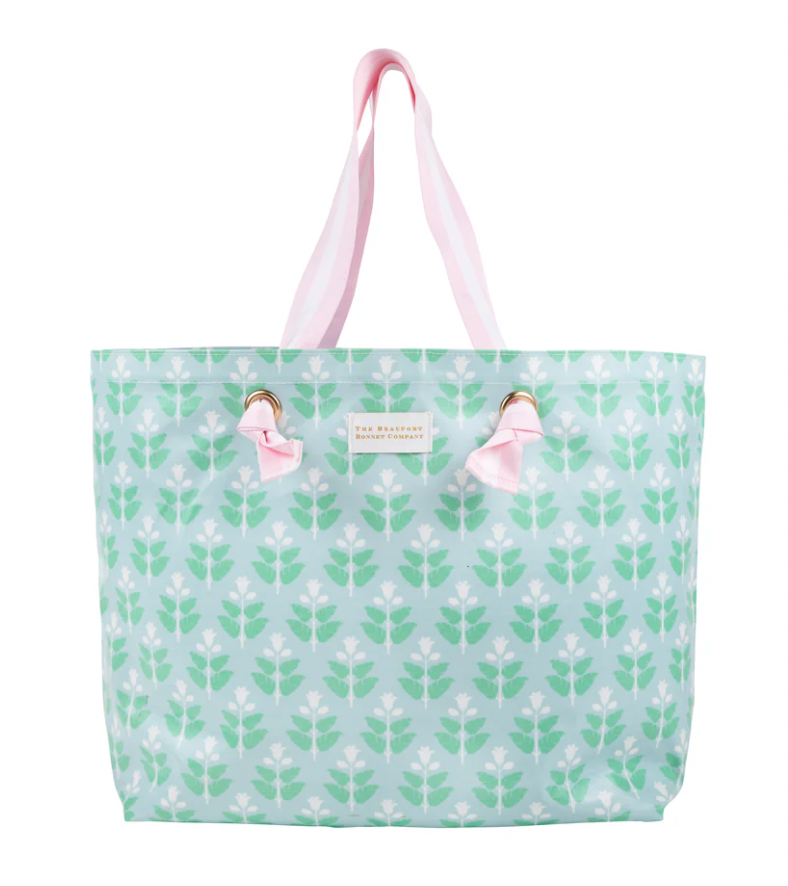 Isabelle Beach Bag Hanover Hand Block with Palm Beach Pink