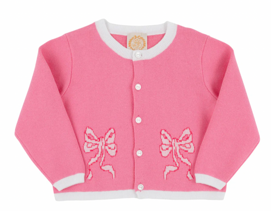 TBBC Cambridge Cardigan In Hamptons Hot PinkBows