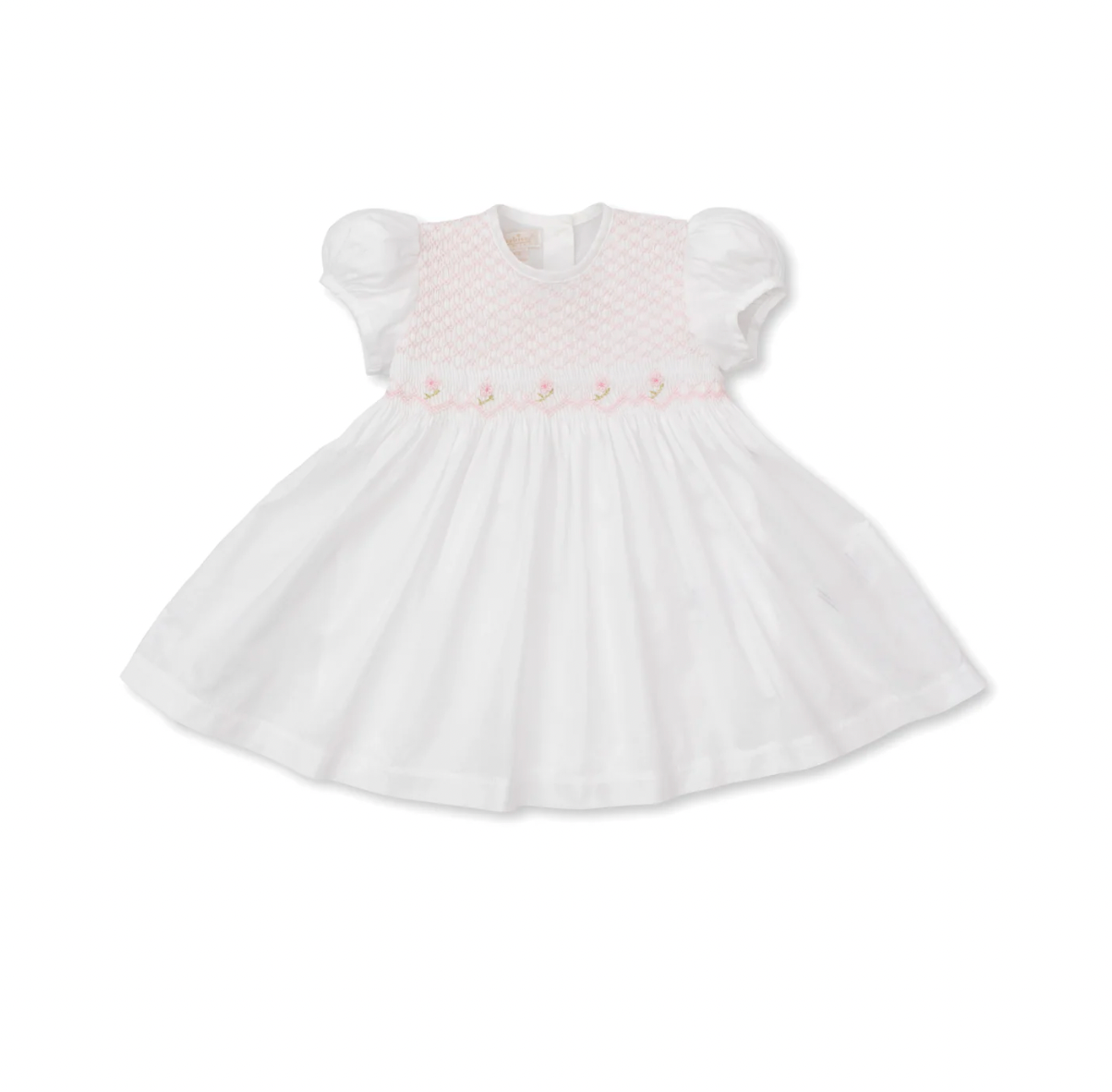 Kissy Elegance White Hand Smocked Woven Dress