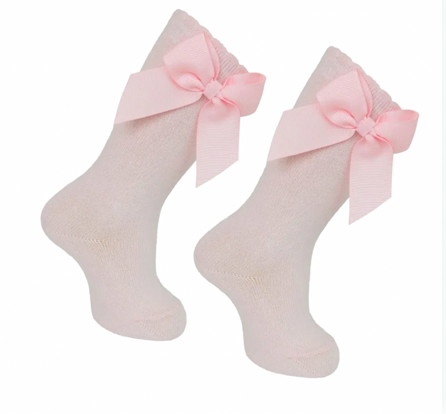 High Knee Sock With Bow - Pink