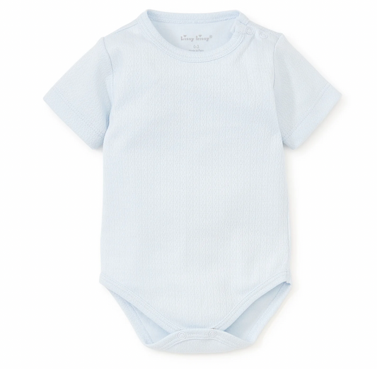 Kissy Kissy- Pointelle Blue Short Sleeve Bodysuit
