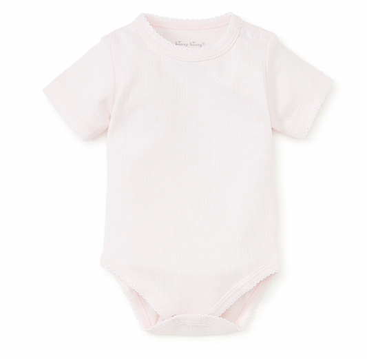 Kissy Kissy- Pointelle Pink Short Sleeve Bodysuit