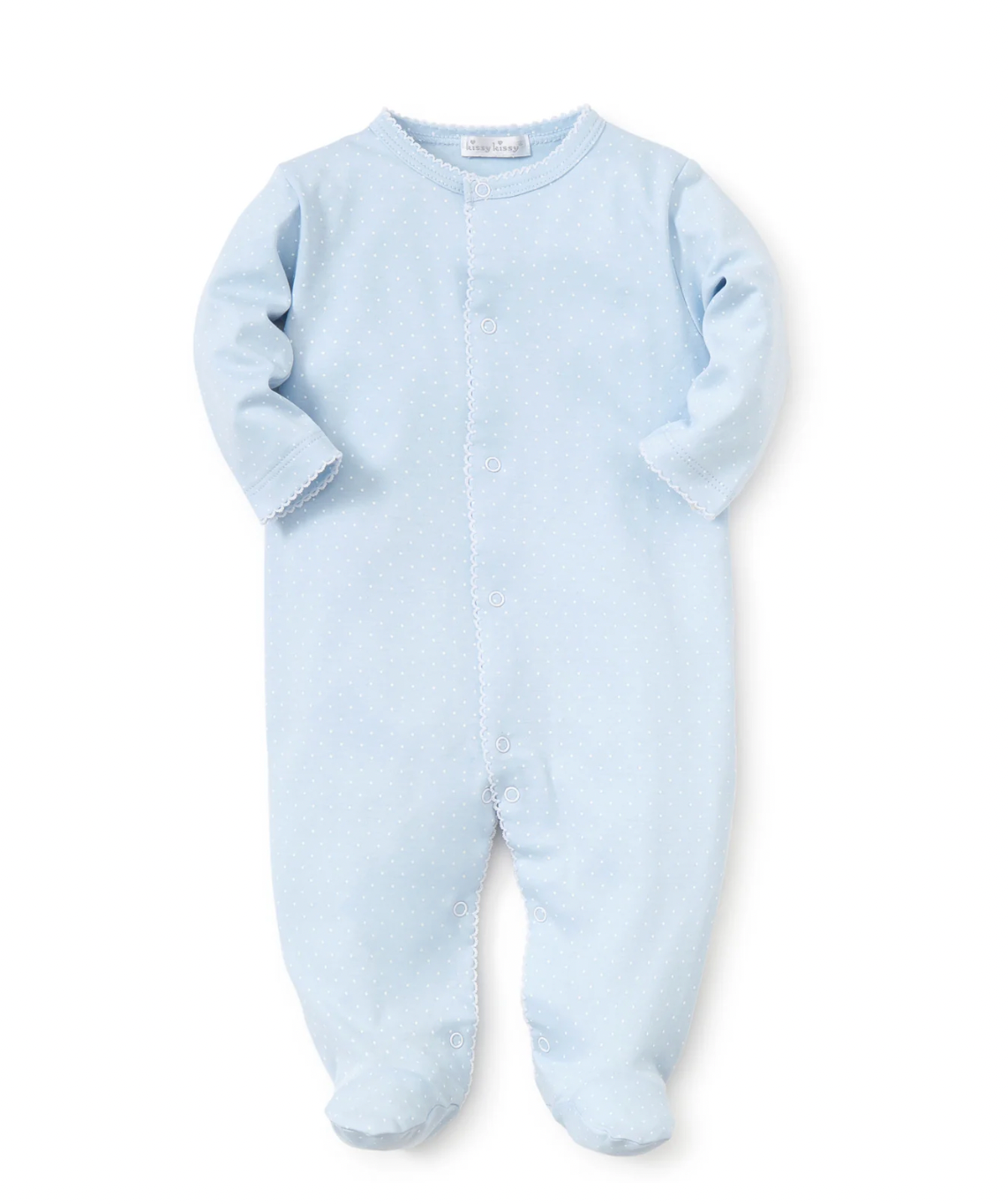 Blue/White New Kissy Dots Print Footie