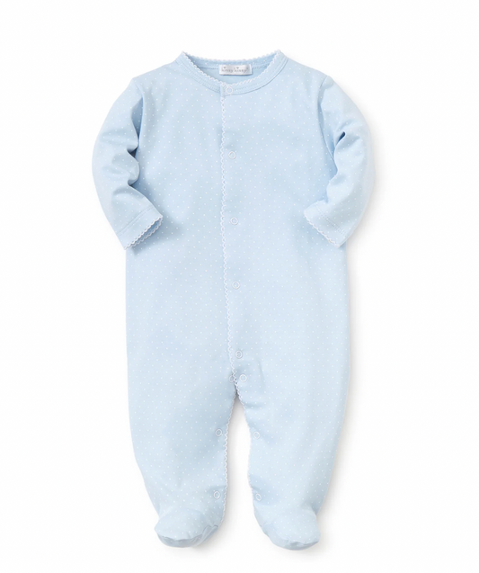 Blue/White New Kissy Dots Print Footie
