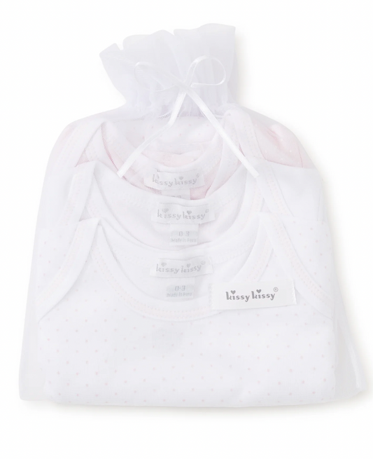 Kissy Dots Pink 3 Pack Bodysuit Set