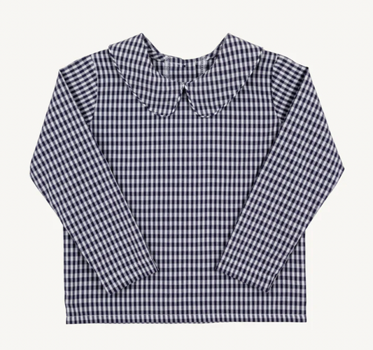 Peter Pan Shirt - Woven in Navy Gingham