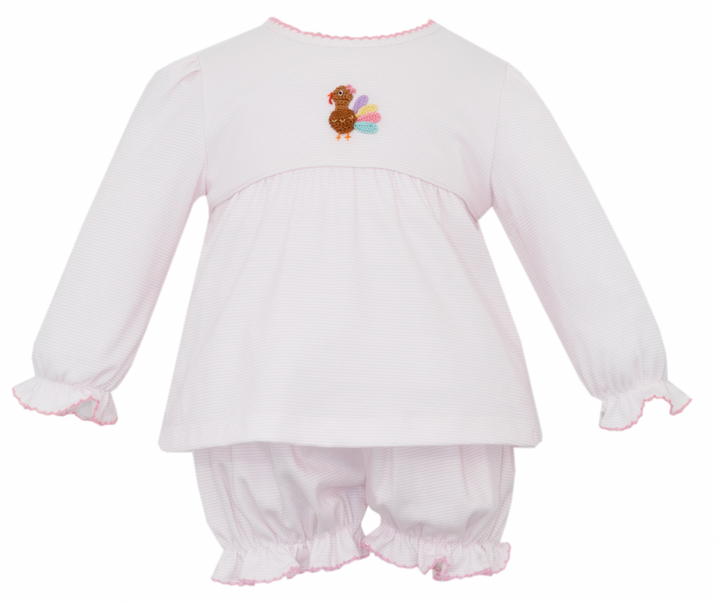 Turkey Girl's Pink Stripe Knit Bloomer Set