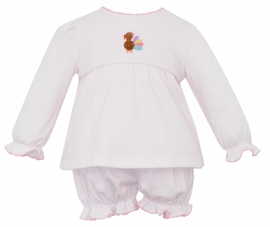 Turkey Girl's Pink Stripe Knit Bloomer Set