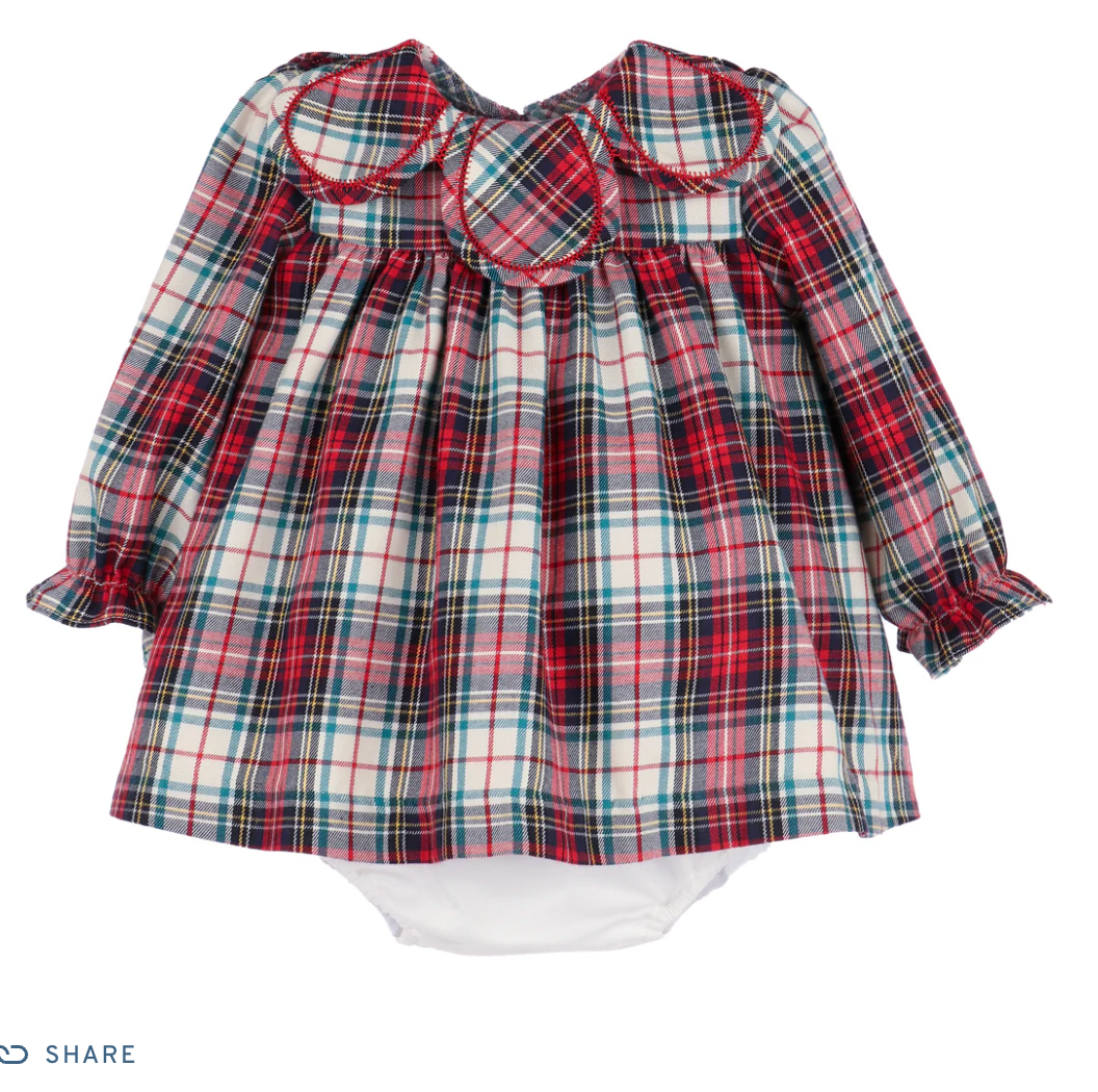 Gingerbread Plaid Petal Float Dress