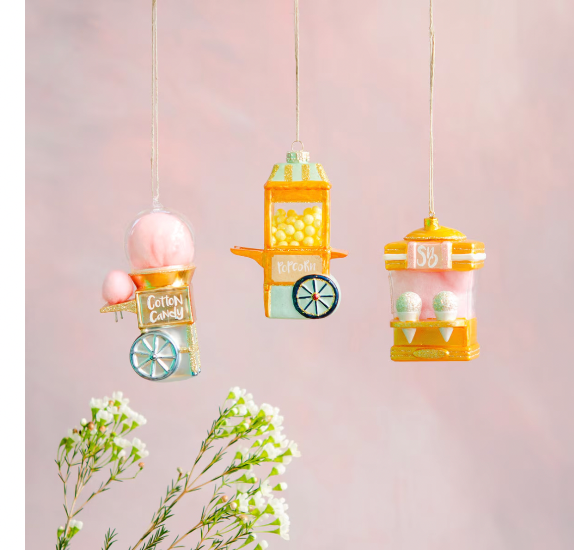 Glitterville- Snowcone, Cotton Candy, Popcorn Machine Ornament