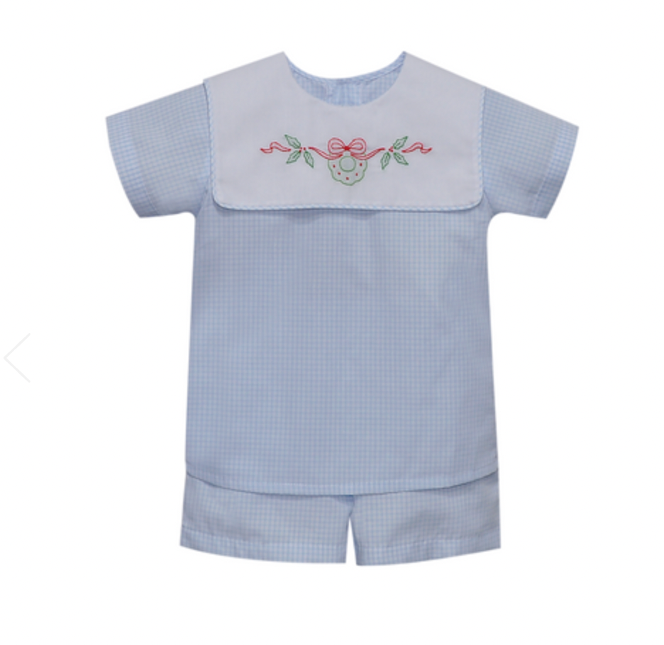 Wreath Blue Madison Short Set