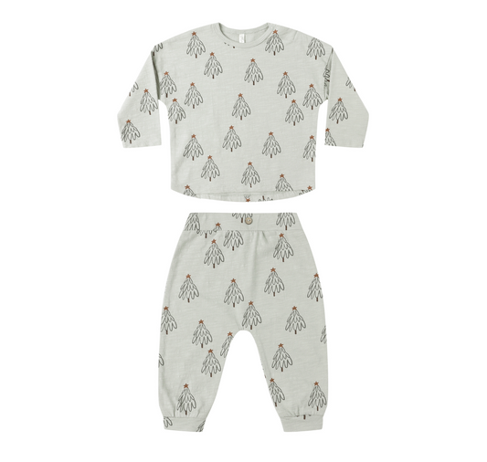 Long Sleeve Tee + Pant Set In Trees