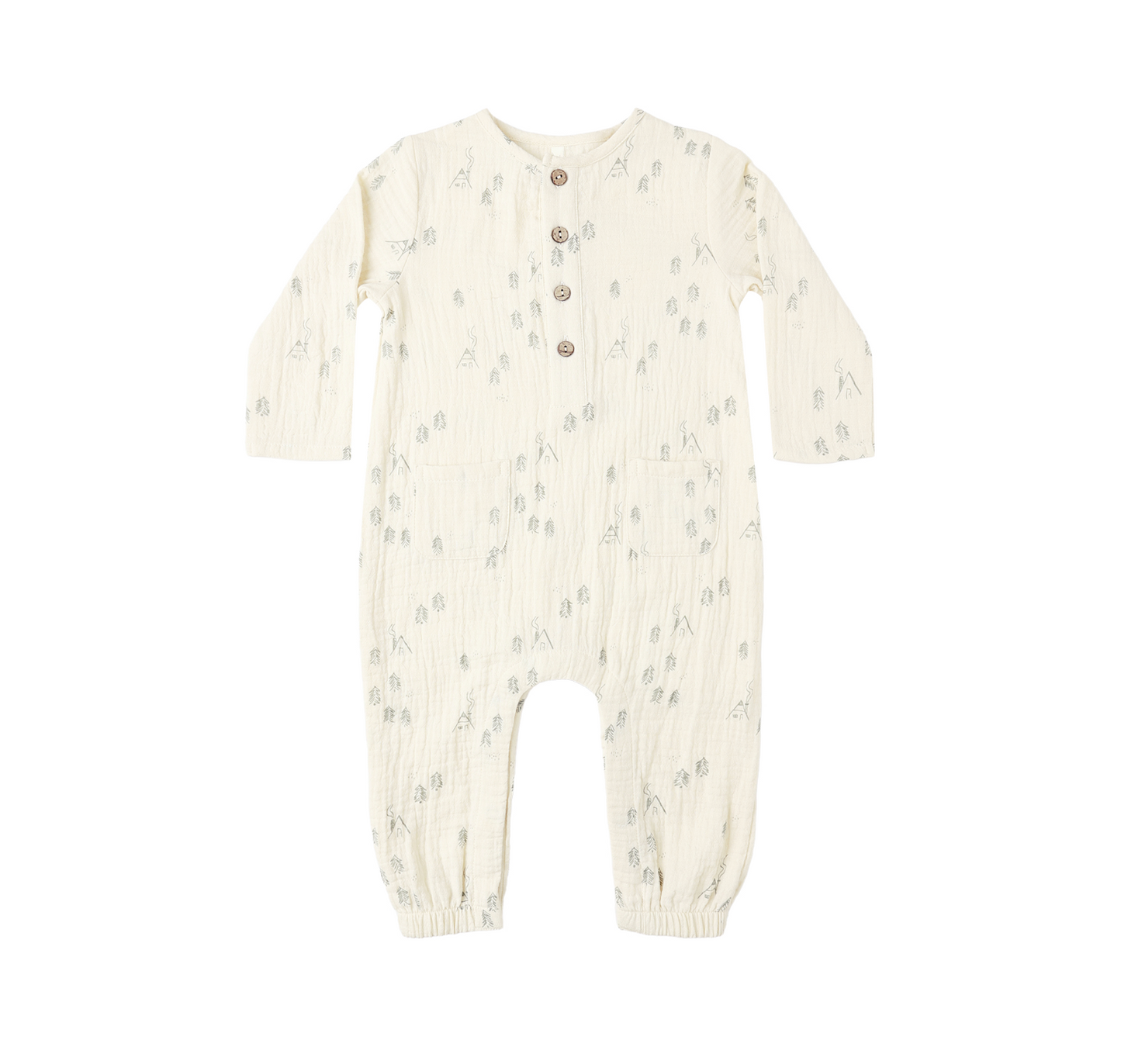 Long Sleeve Woven Jumpsuit In Wood