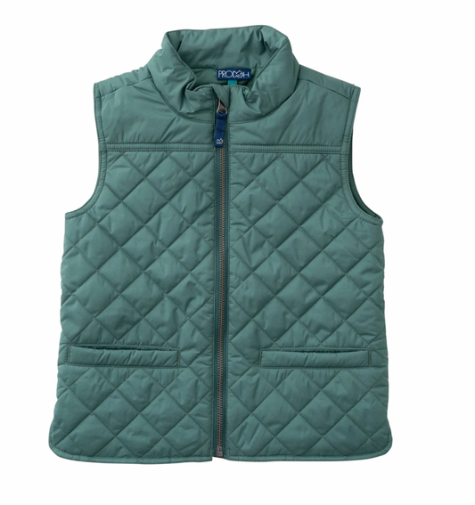 Pro Quilted Vest In Smoke Pine Green