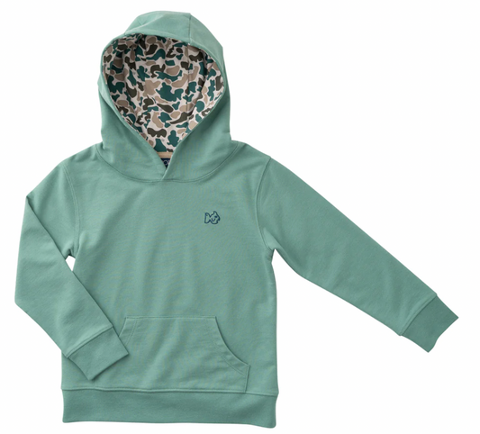 Spinnerbait Sweatshirt In Frosty Spruce Green With Camo Liner