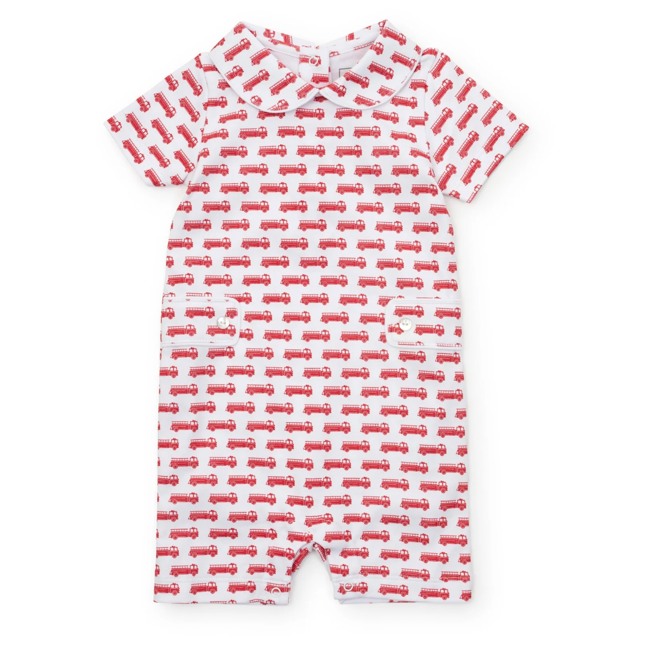 Fire Truck Red Pima Cotton Shortall