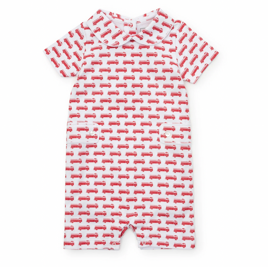 Fire Truck Red Pima Cotton Shortall