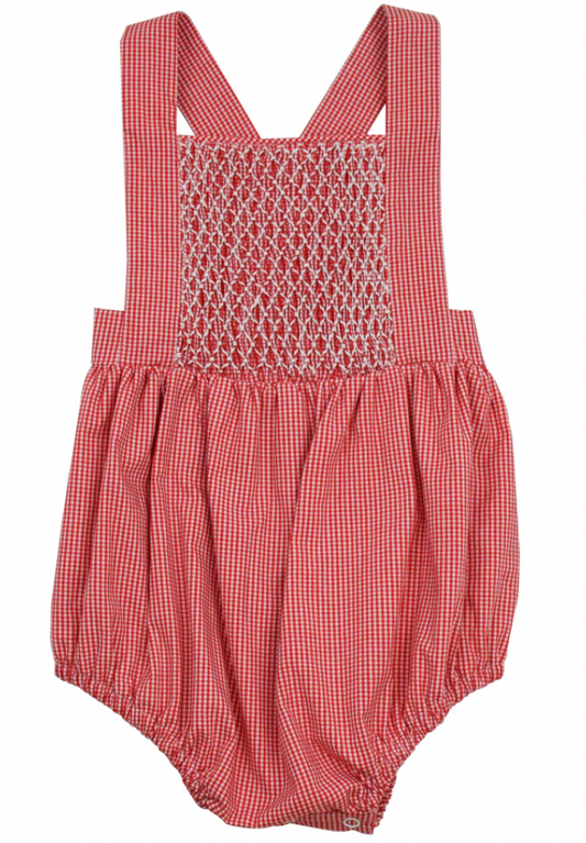 Red and White Smocked Sunsuit