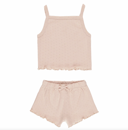Pointelle Tank + Shortie Set In Mellon
