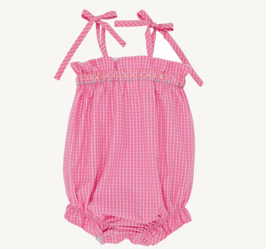 Rosey Romper in Pink Willow Windowpane