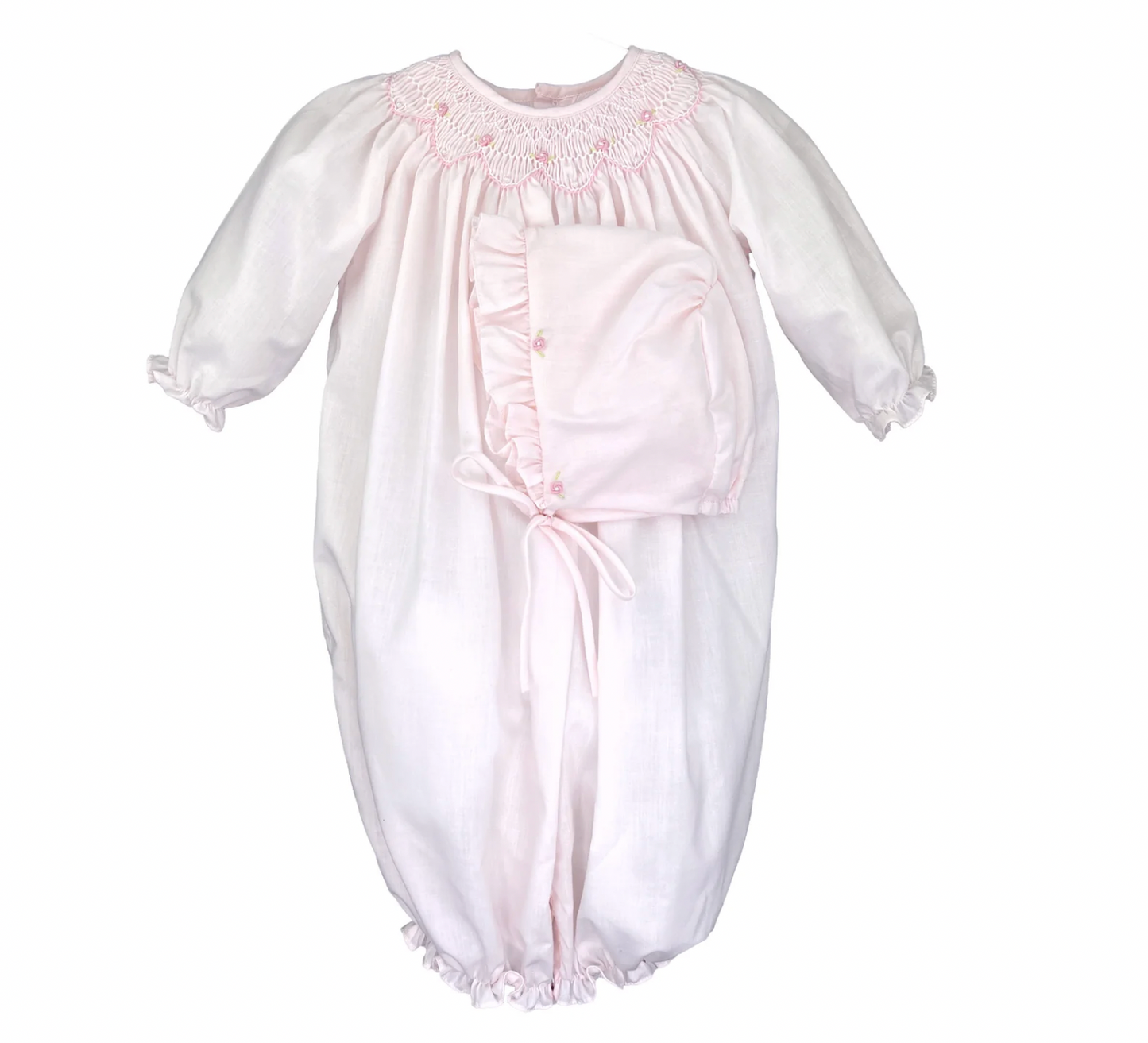 Bishop Smocked Rosebud Bag & Hat