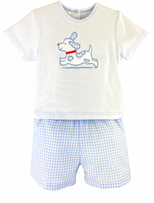 Shirt & Shorts Set with Dog Applique