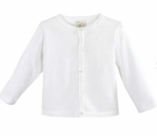 Ladder Edge Basic Cardigan Sweater - White