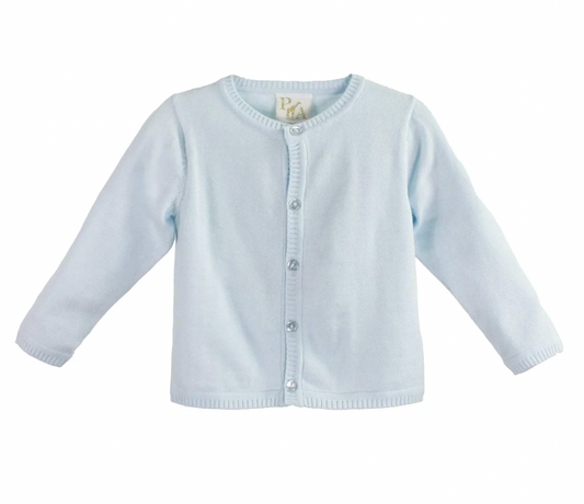 Ladder Edge Basic Cardigan Sweater - Blue