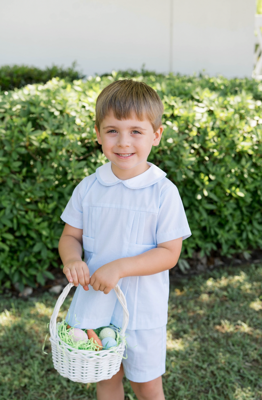 Andrew Short Set in Baker Blue Minigingham