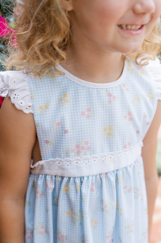 Pinafore Dress in Spring Time Blooms