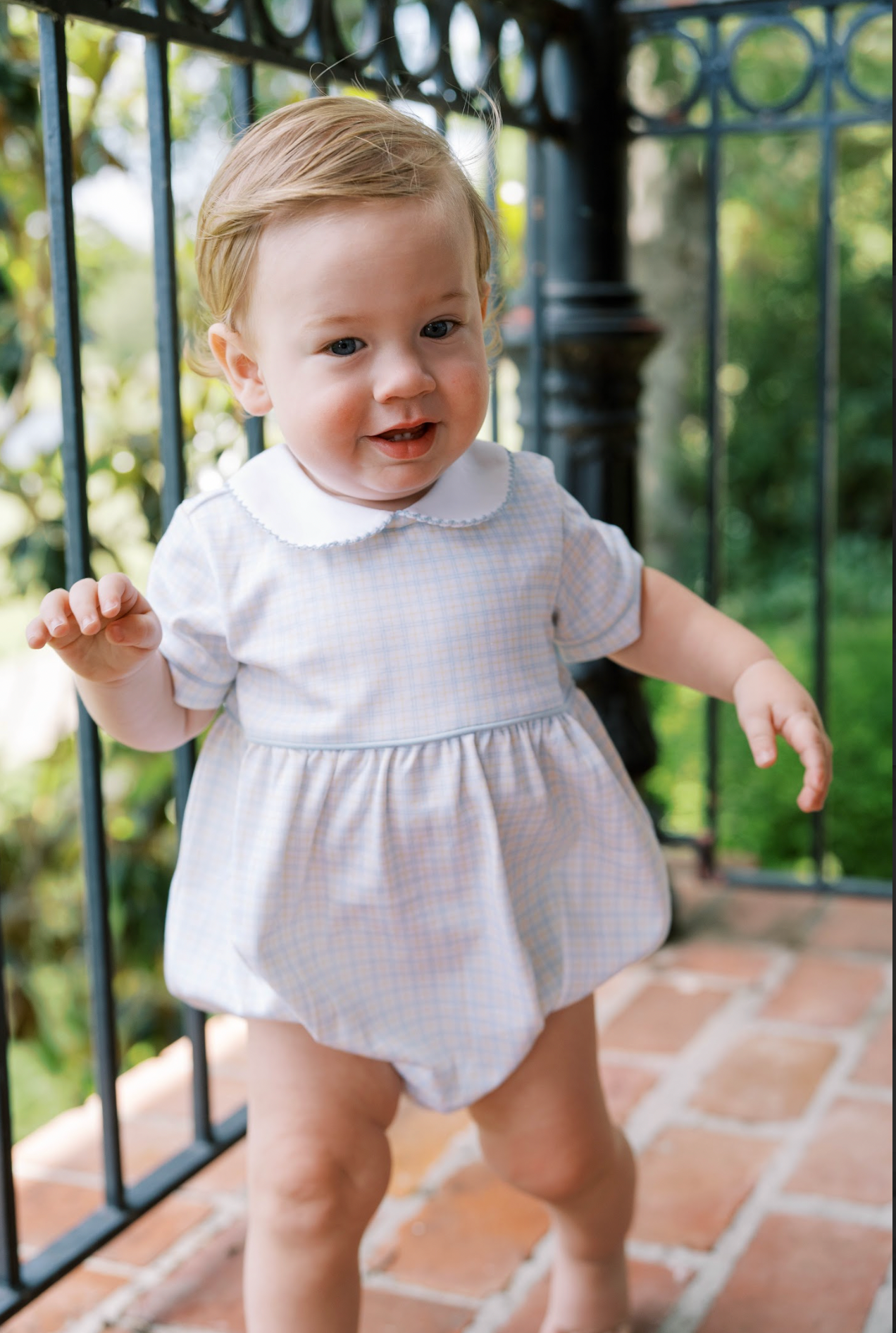 Baby Bea Bubble in Cornflower Check