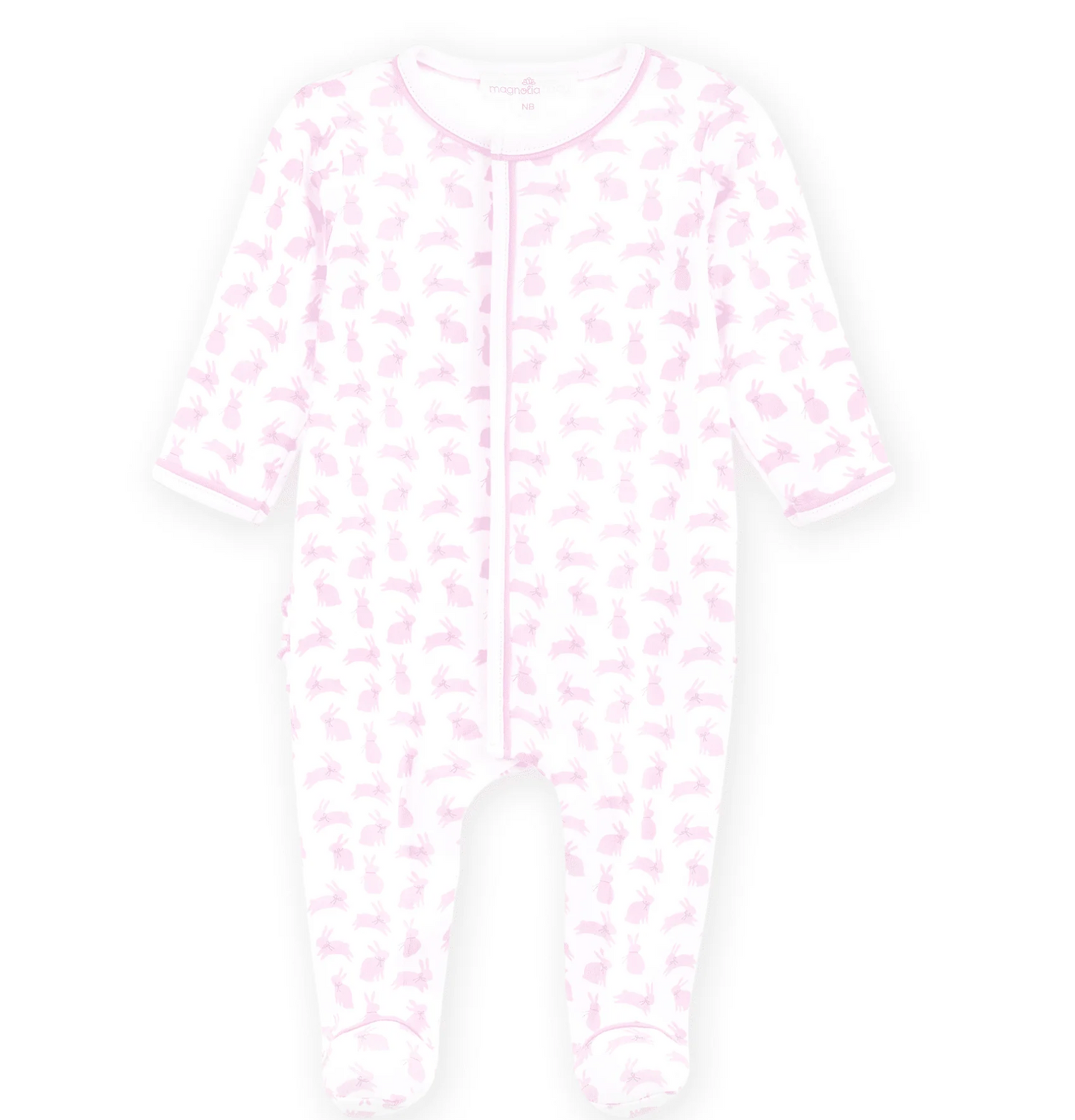 Leaping Bunnies Ruffle Zip Footie Pink