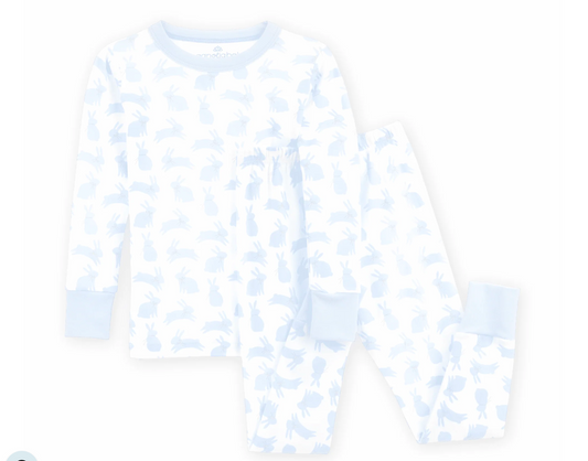 Leaping Bunnies Long Pajama - Blue