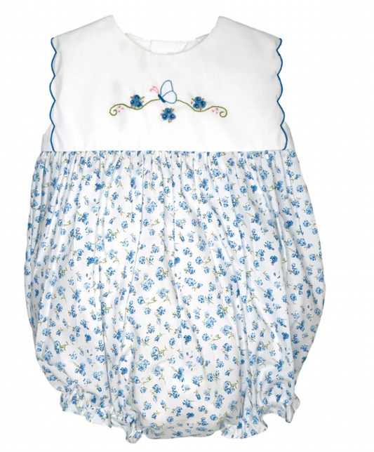 Blue and White Butterfly Floral Bubble