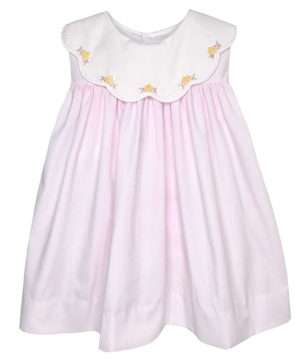 Pink Sleeveless Dress with White Scalloped Collar