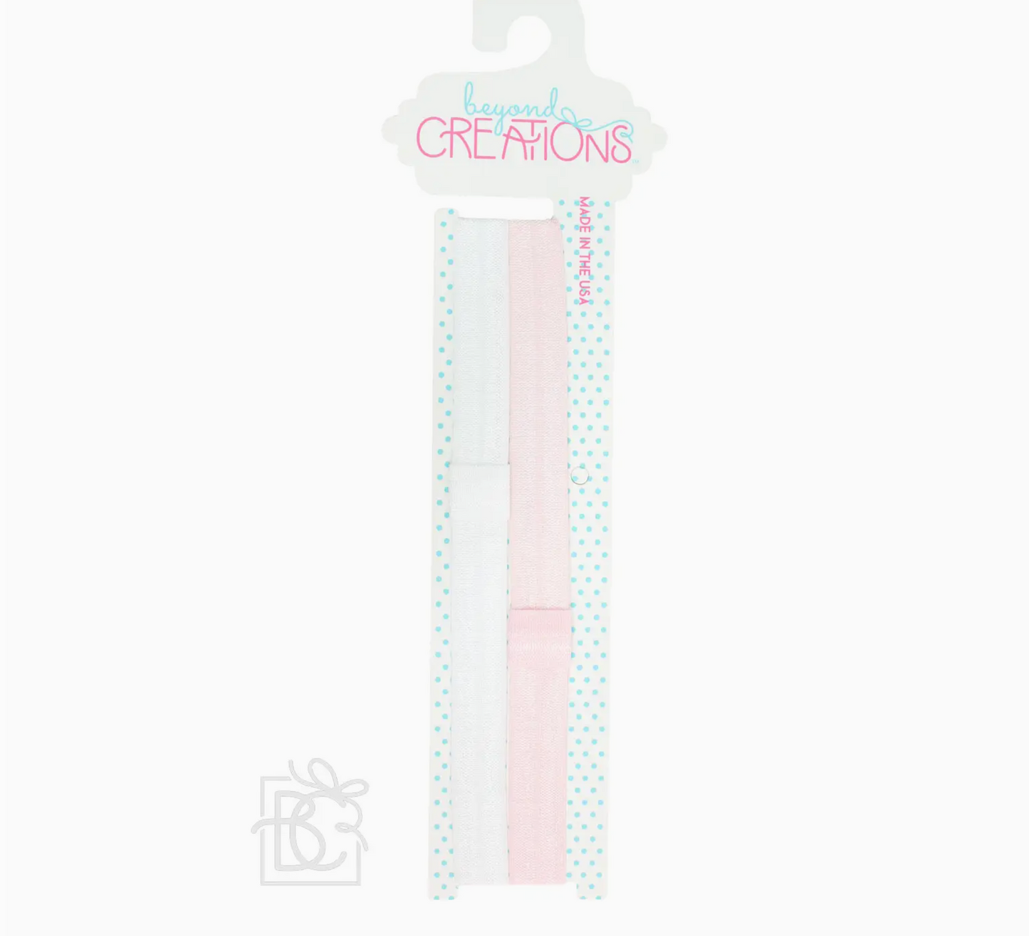 Skinny Elastic Add-A-Bow Headband Size 1 in White & Pink