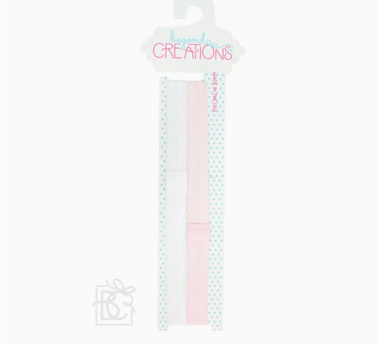 Skinny Elastic Add-A-Bow Headband Size 1 in White & Pink