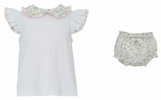 Light Blue Floral Bloomer Set