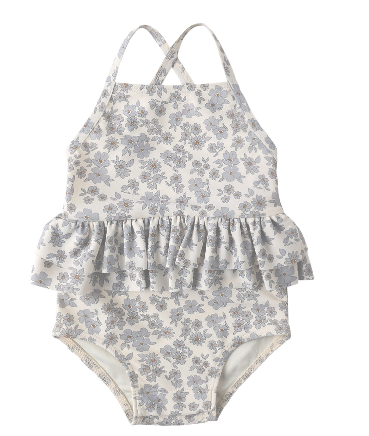 Blue Floral Ruffle One Piece