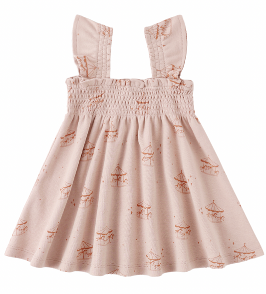 Smocked Jersey Dress in Carousel
