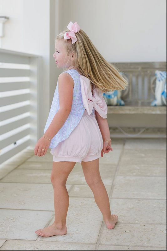 Lottie Bloomer Set, Blue Floral Scallop